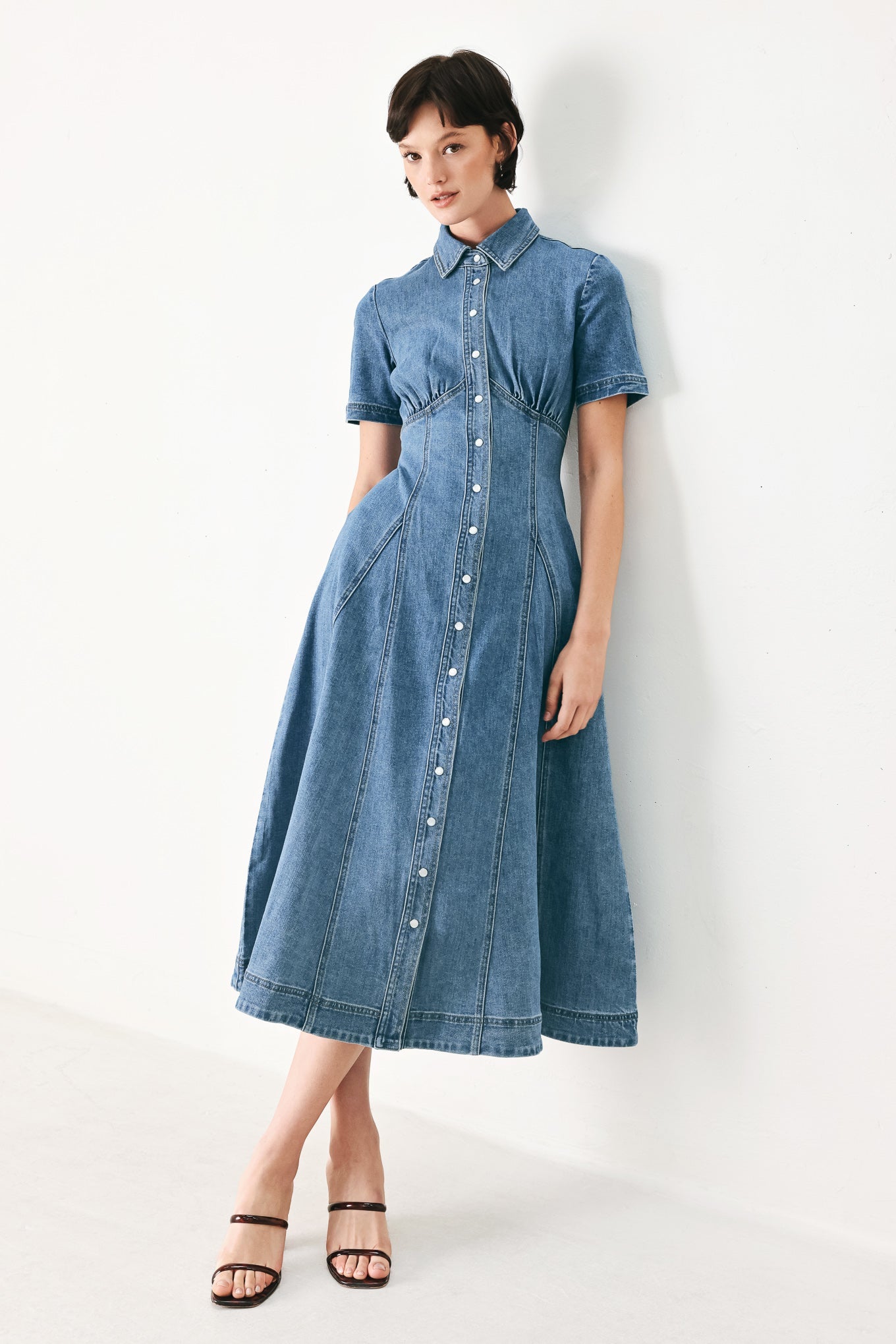 Vintage Sky Denim Midi Shirt Dress, DRESSES, $ 94.00, A Moment Of Now™