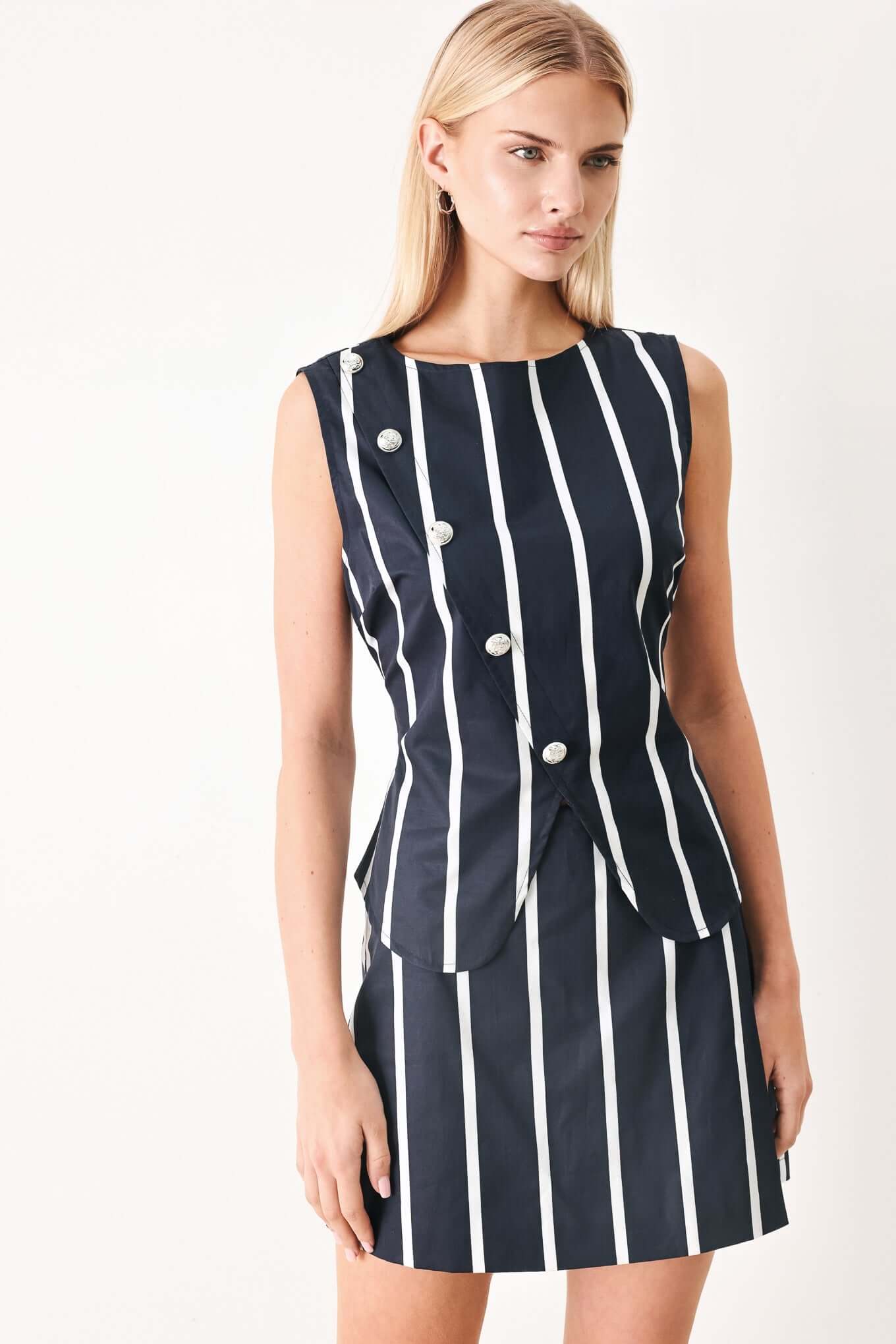 DARK RHYTHM STRIPE WOVEN TOP | Boutique In USA, TOPS, $ 56.00, A Moment Of Now™