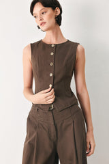 Brown Sugar Statement Woven Vest, TOPS, $ 60.00, A Moment Of Now™