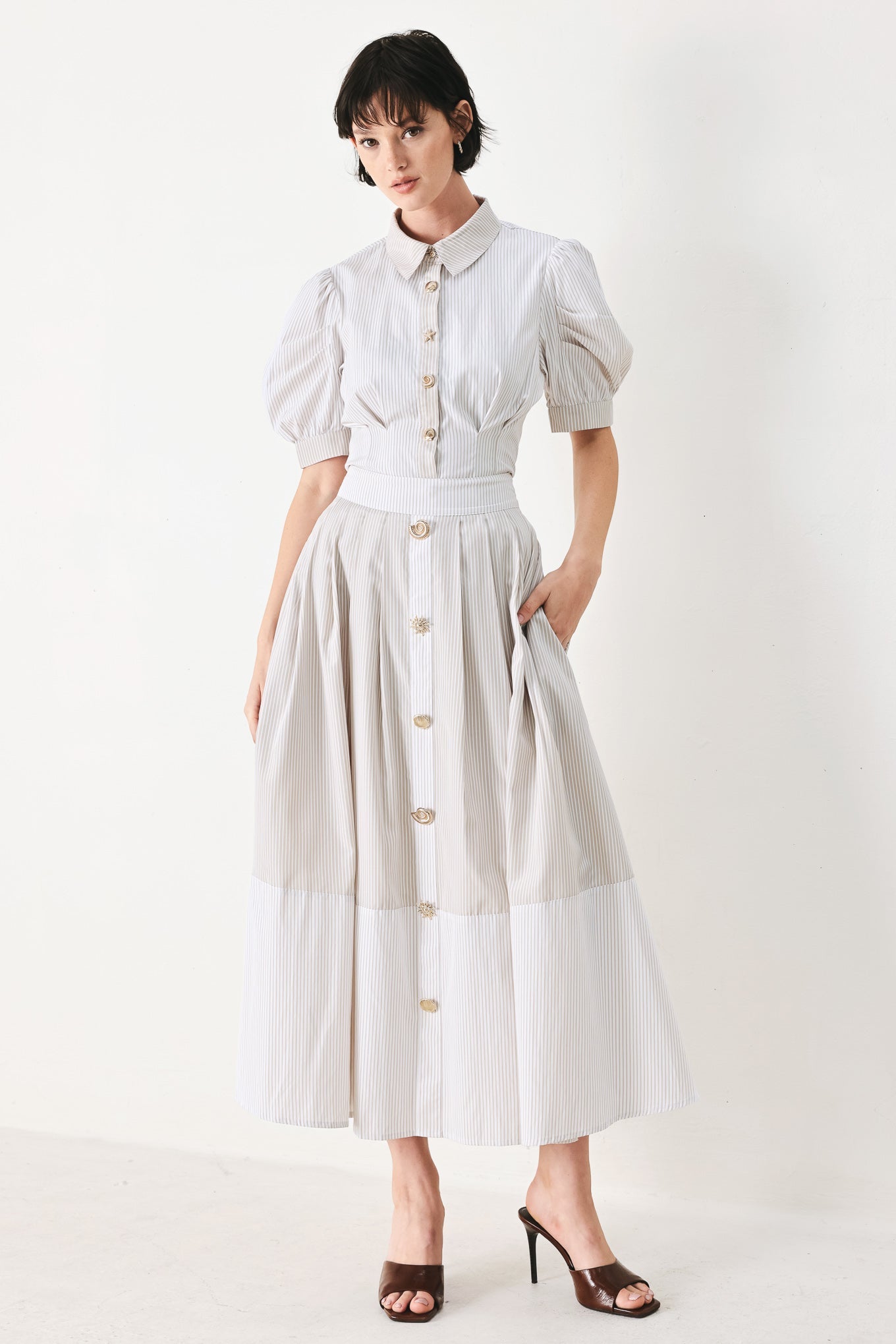 COASTAL LIGHT WOVEN MIDI SKIRT | Boutique In USA, SKIRTS, $ 72.00, A Moment Of Now™