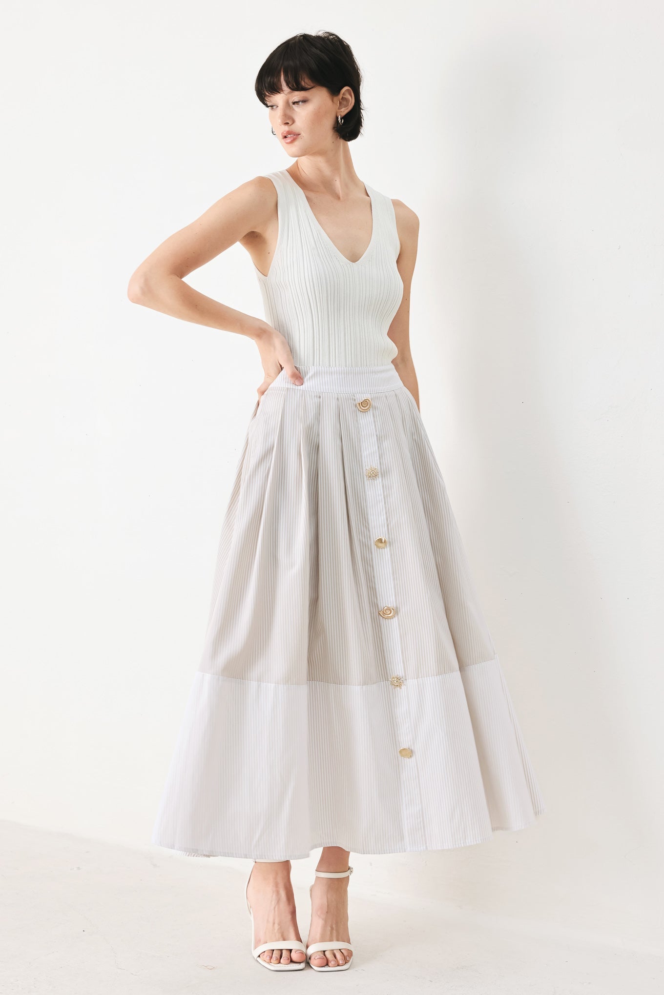 COASTAL LIGHT WOVEN MIDI SKIRT | Boutique In USA, SKIRTS, $ 72.00, A Moment Of Now™