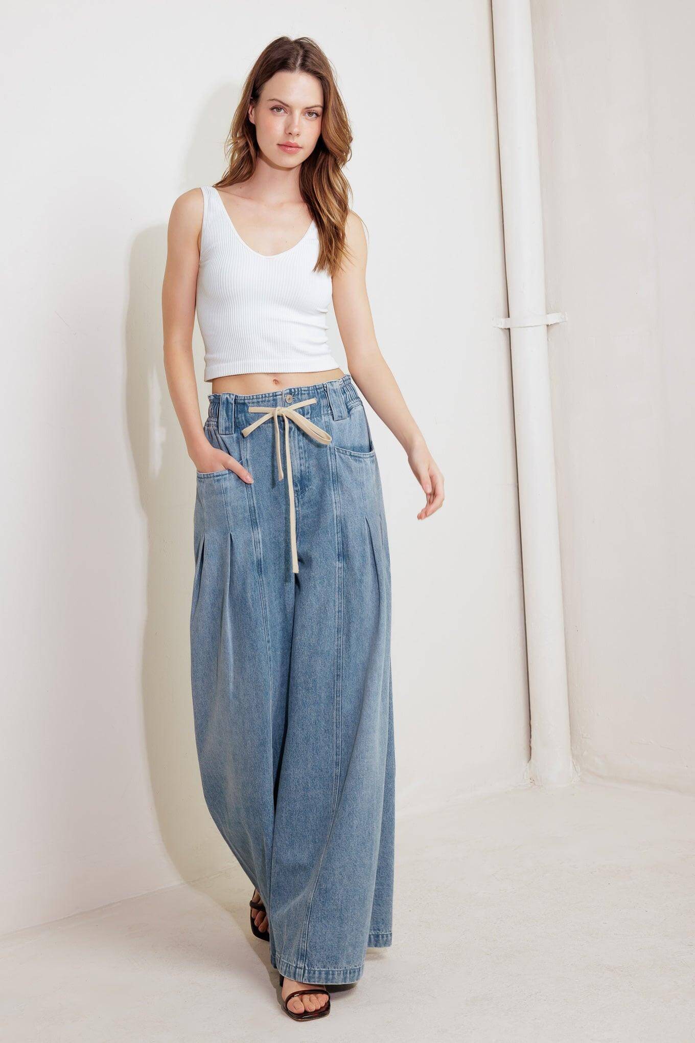 CALM & COLLECTED BLUE DENIM PANTS | Boutique In USA, PANTS, $ 70.00, A Moment Of Now™