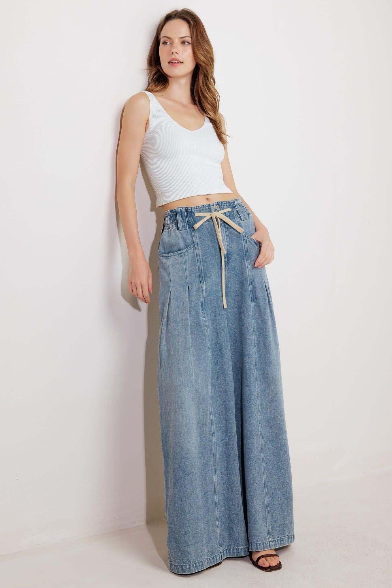 CALM & COLLECTED BLUE DENIM PANTS | Boutique In USA, PANTS, $ 70.00, A Moment Of Now™