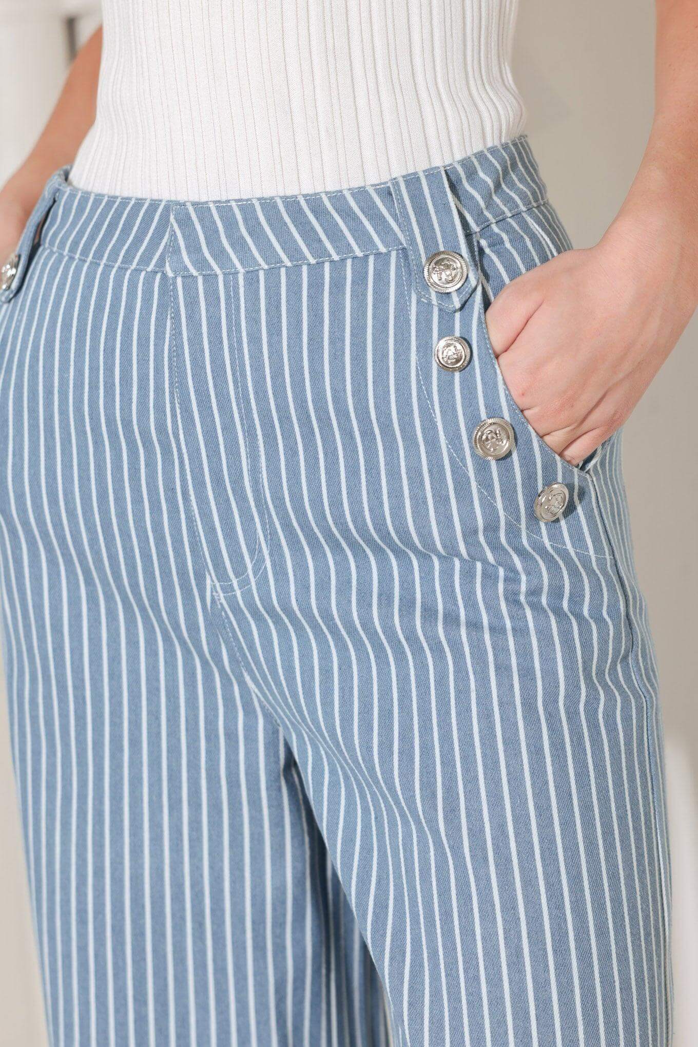 PINSTRIPE PRESTIGE WOVEN PANTS | Boutique In USA, PANTS, $ 70.00, A Moment Of Now™