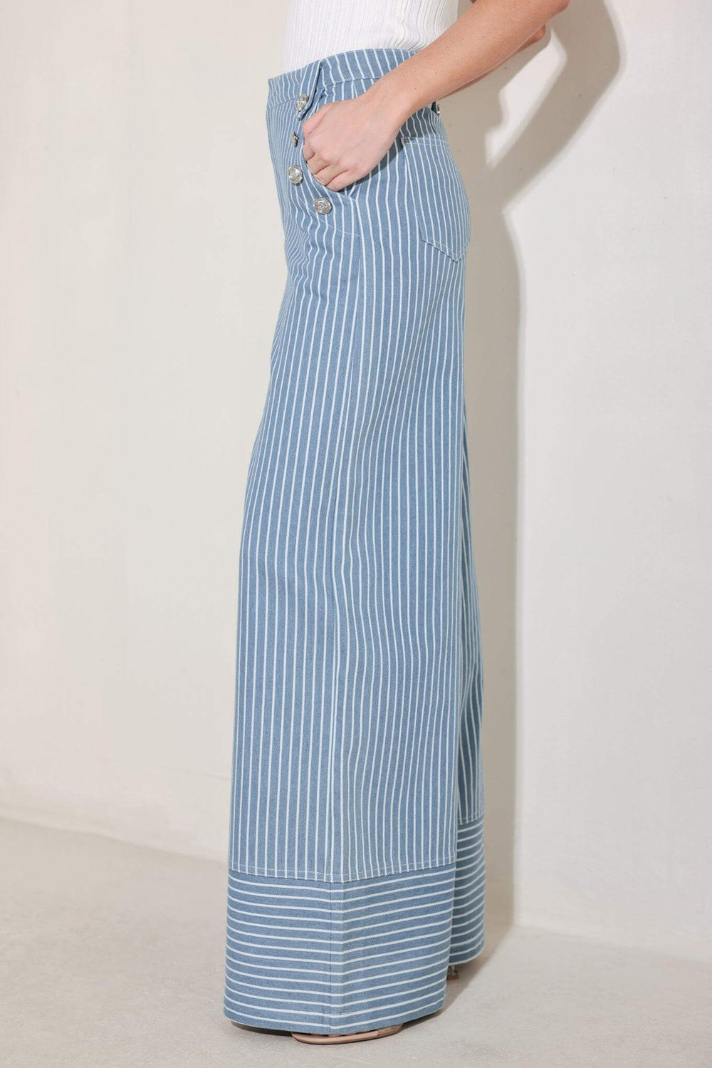 PINSTRIPE PRESTIGE WOVEN PANTS | Boutique In USA, PANTS, $ 70.00, A Moment Of Now™
