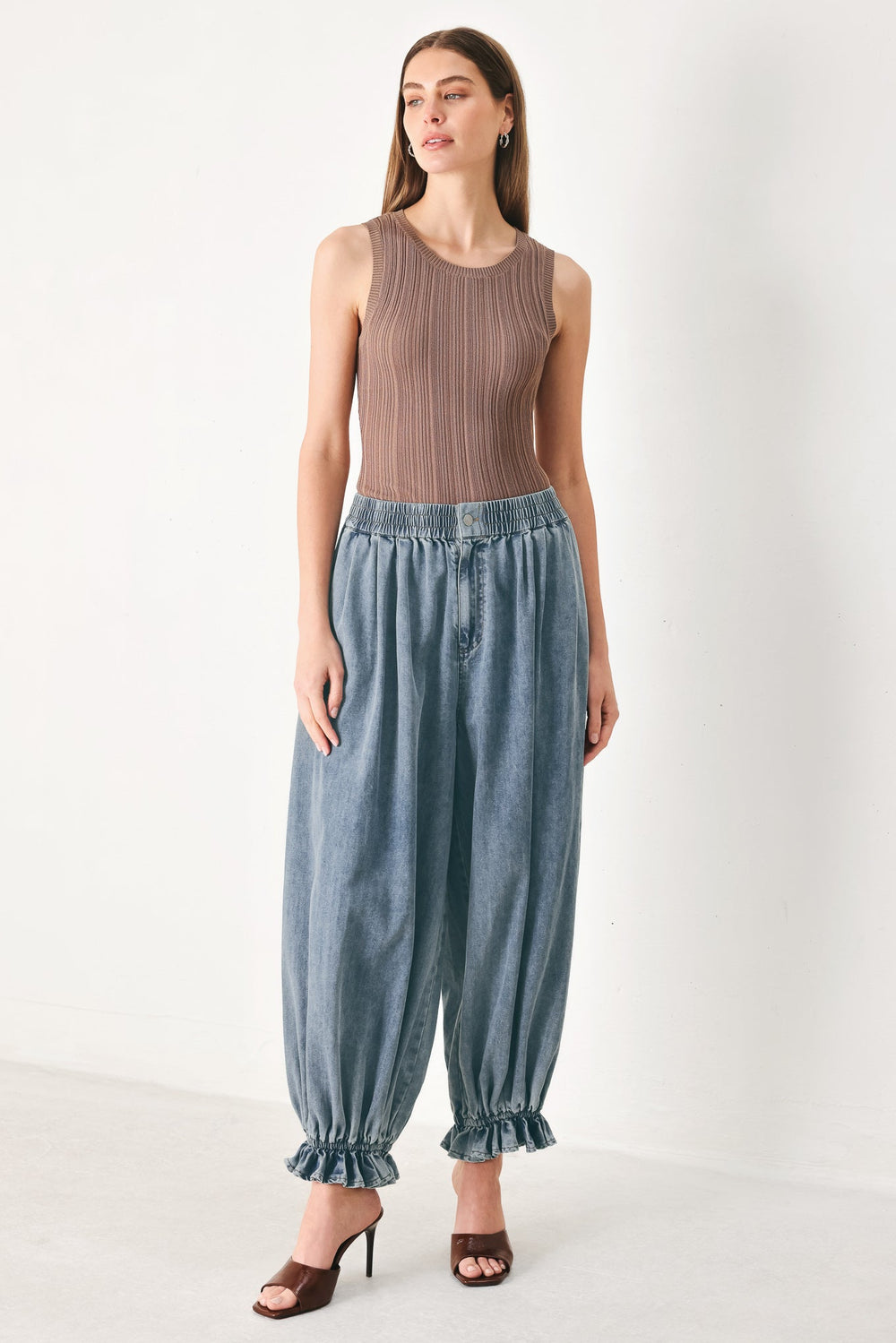 EASY VOLUME DENIM GENIE PANTS | Boutique In USA, PANTS, $ 74.00, A Moment Of Now™