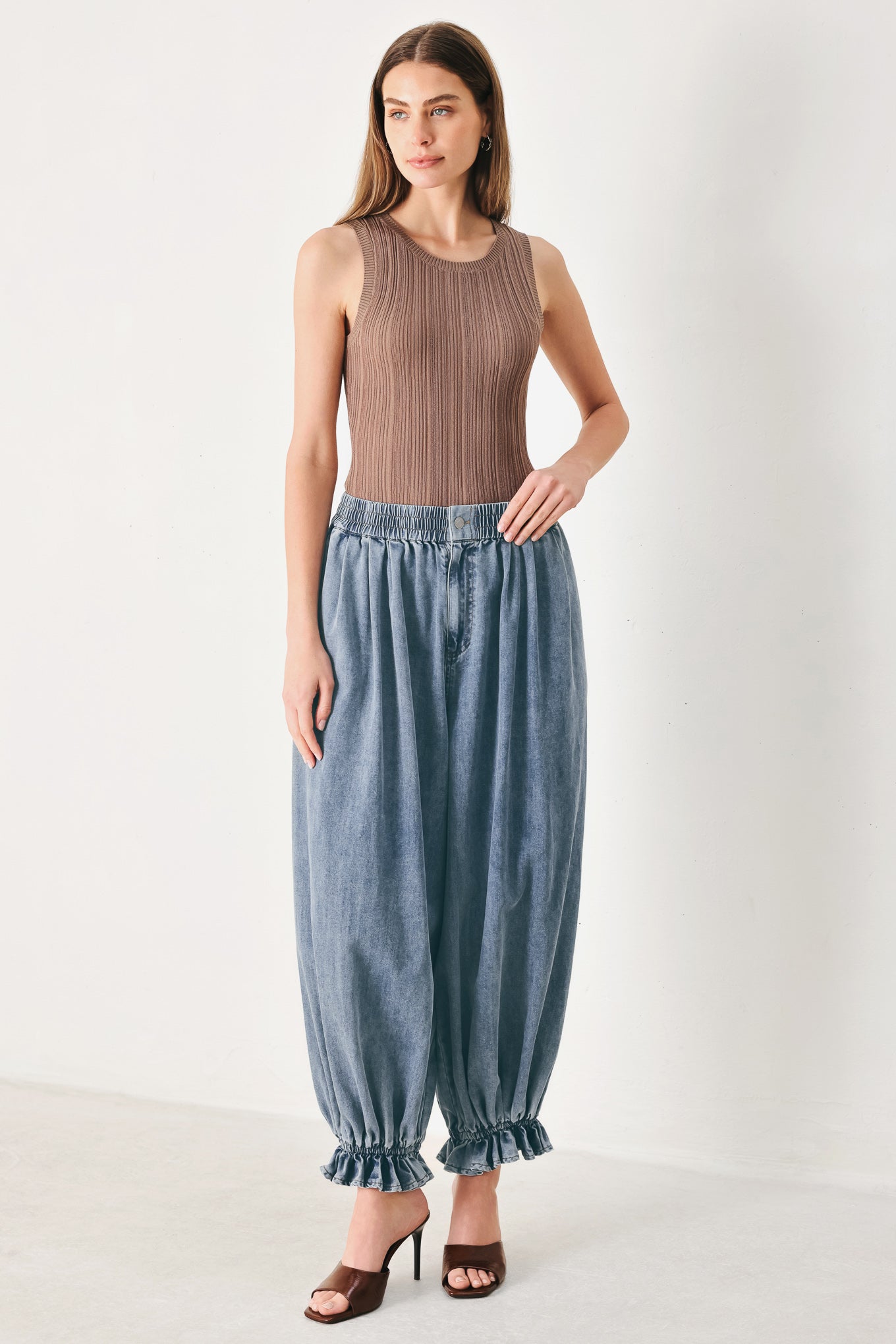 EASY VOLUME DENIM GENIE PANTS | Boutique In USA, PANTS, $ 74.00, A Moment Of Now™