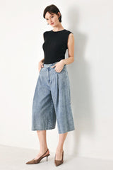 [Preorder] Sky Charmer Denim Culotte Pants, SHORTS, $ 70.00, A Moment Of Now™
