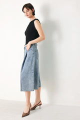 [Preorder] Sky Charmer Denim Culotte Pants, SHORTS, $ 70.00, A Moment Of Now™