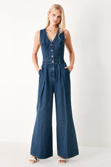 Runway Hit Line Denim Jumpsuit