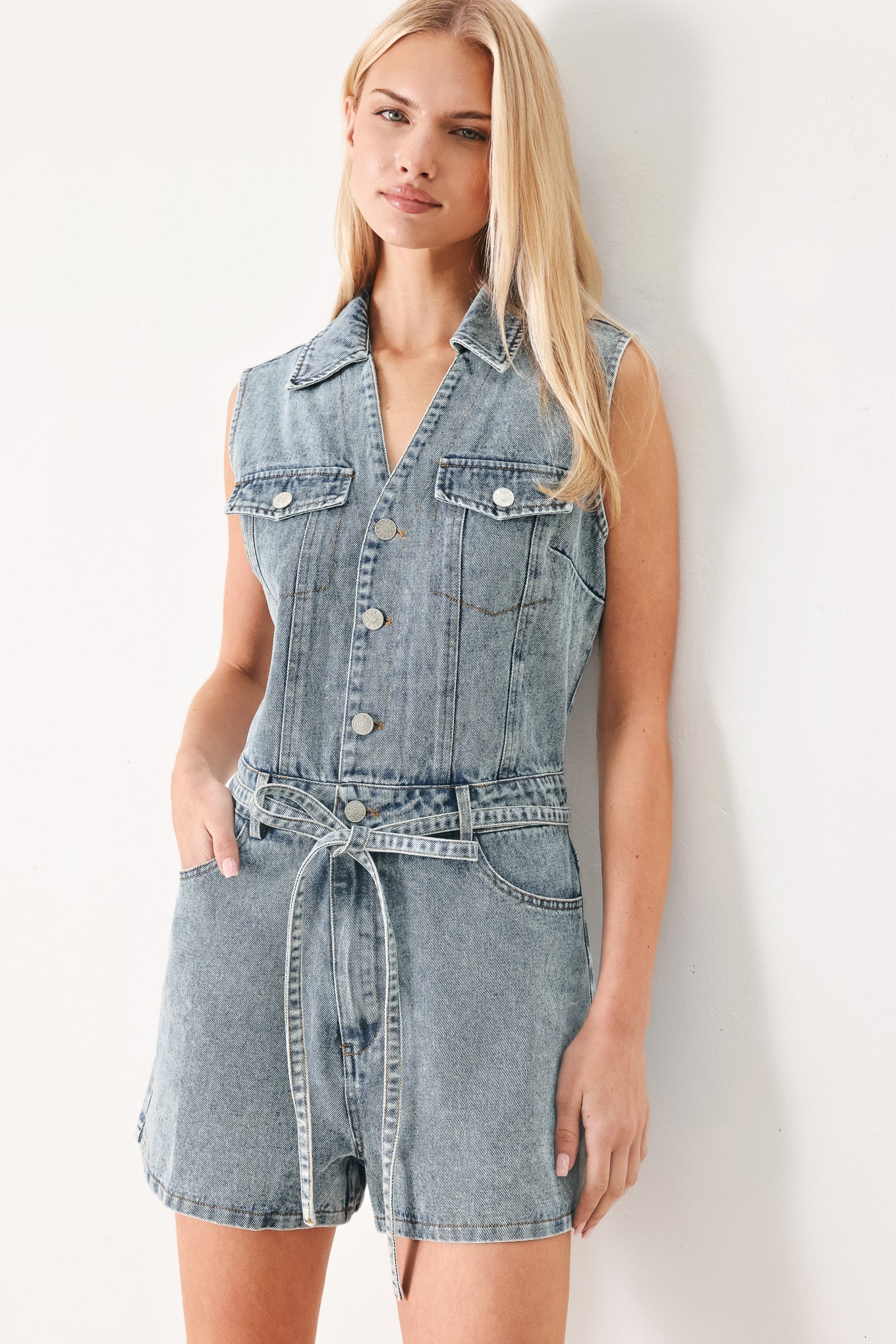 Weekend Blue Look Denim Romper, JUMPSUIT, $ 76.00, A Moment Of Now™