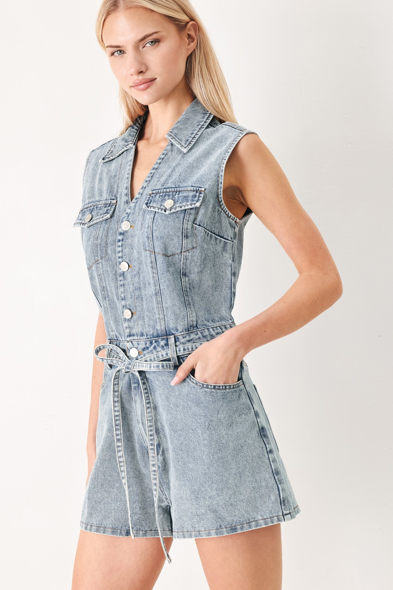 Weekend Blue Look Denim Romper, JUMPSUIT, $ 76.00, A Moment Of Now™