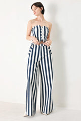 Navy Blossom Woven Pants