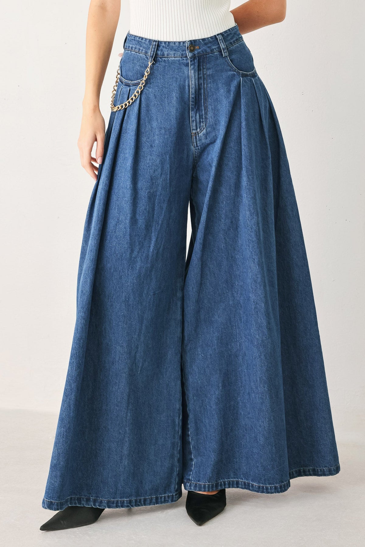 Statement Blue Wide Leg Denim Pants | Boutique In USA, PANTS, $ 78.00, A Moment Of Now™