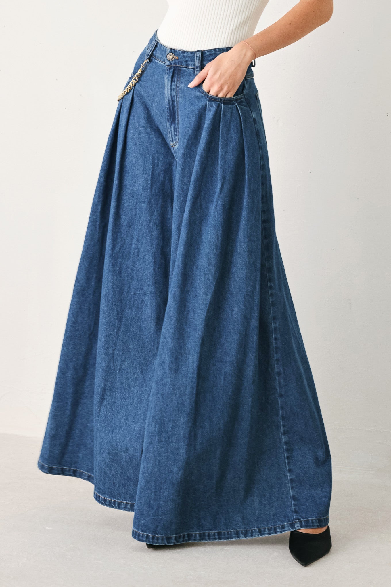 Statement Blue Wide Leg Denim Pants | Boutique In USA, PANTS, $ 78.00, A Moment Of Now™