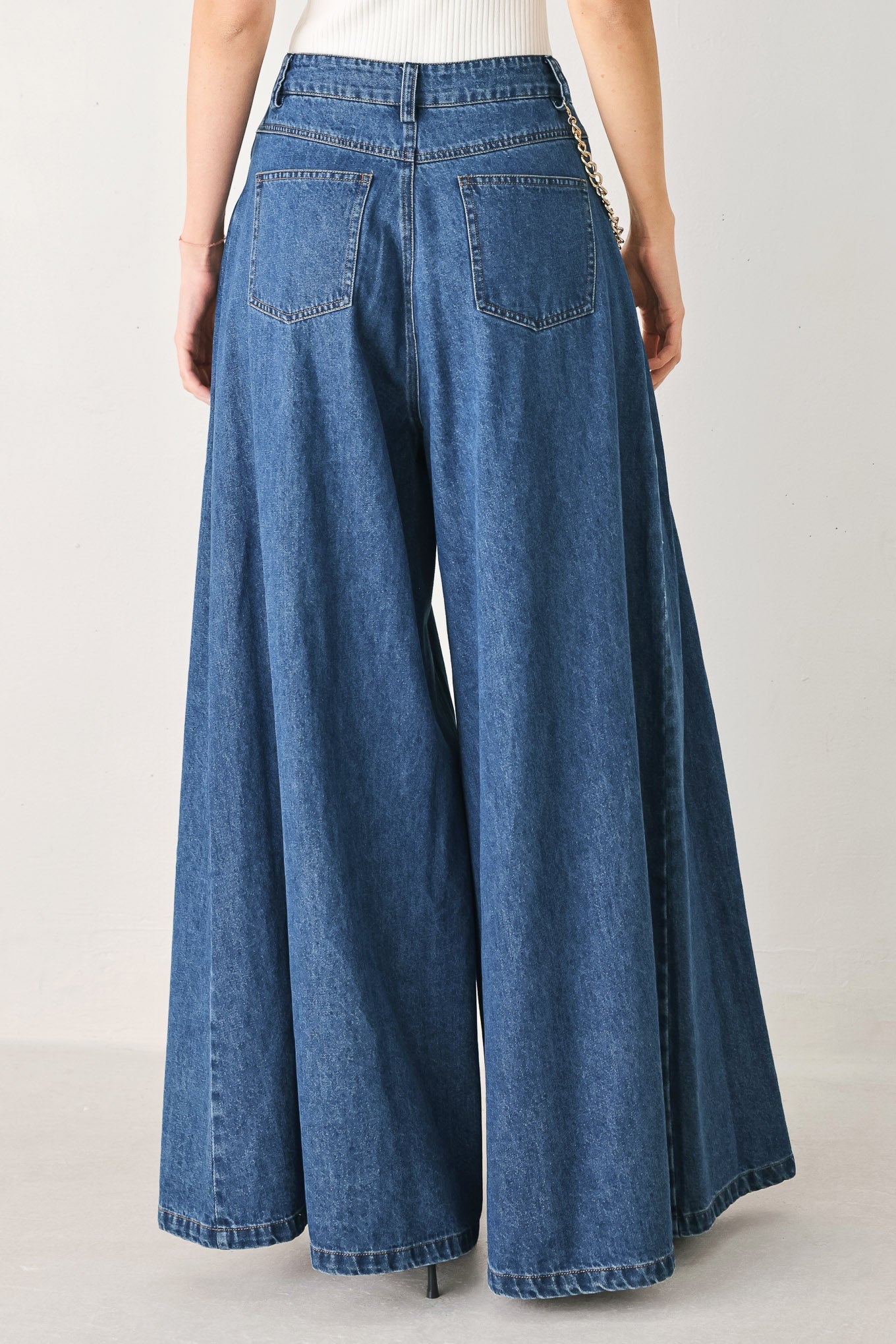 Statement Blue Wide Leg Denim Pants | Boutique In USA, PANTS, $ 78.00, A Moment Of Now™