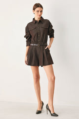 Rich Cocoa Woven Romper