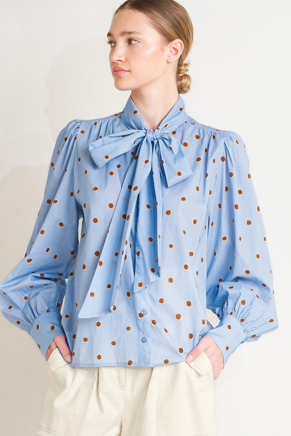 The Polka Power Move Woven Top, TOPS, $ 62.00, A Moment Of Now™