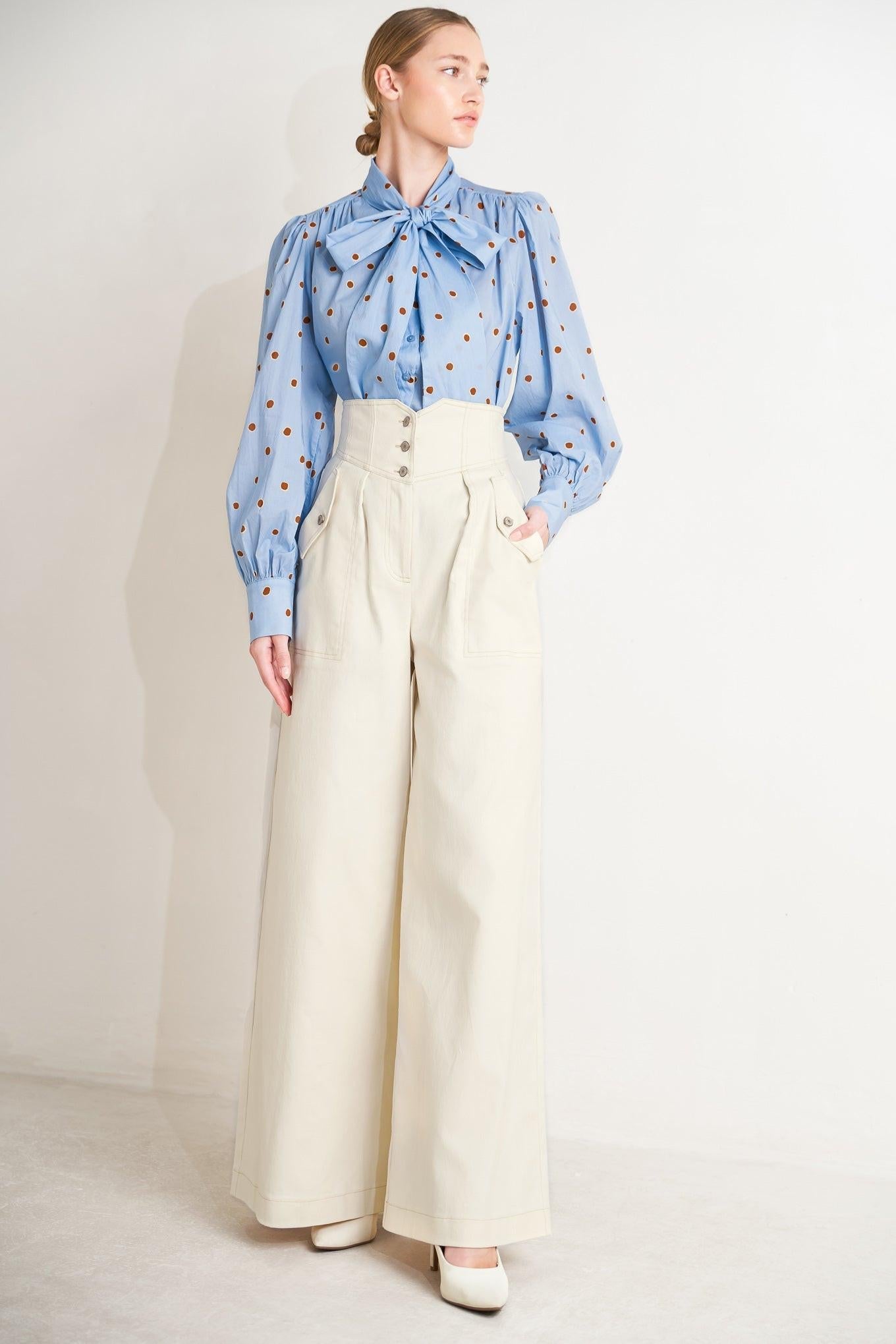 The Polka Power Move Woven Top, TOPS, $ 62.00, A Moment Of Now™