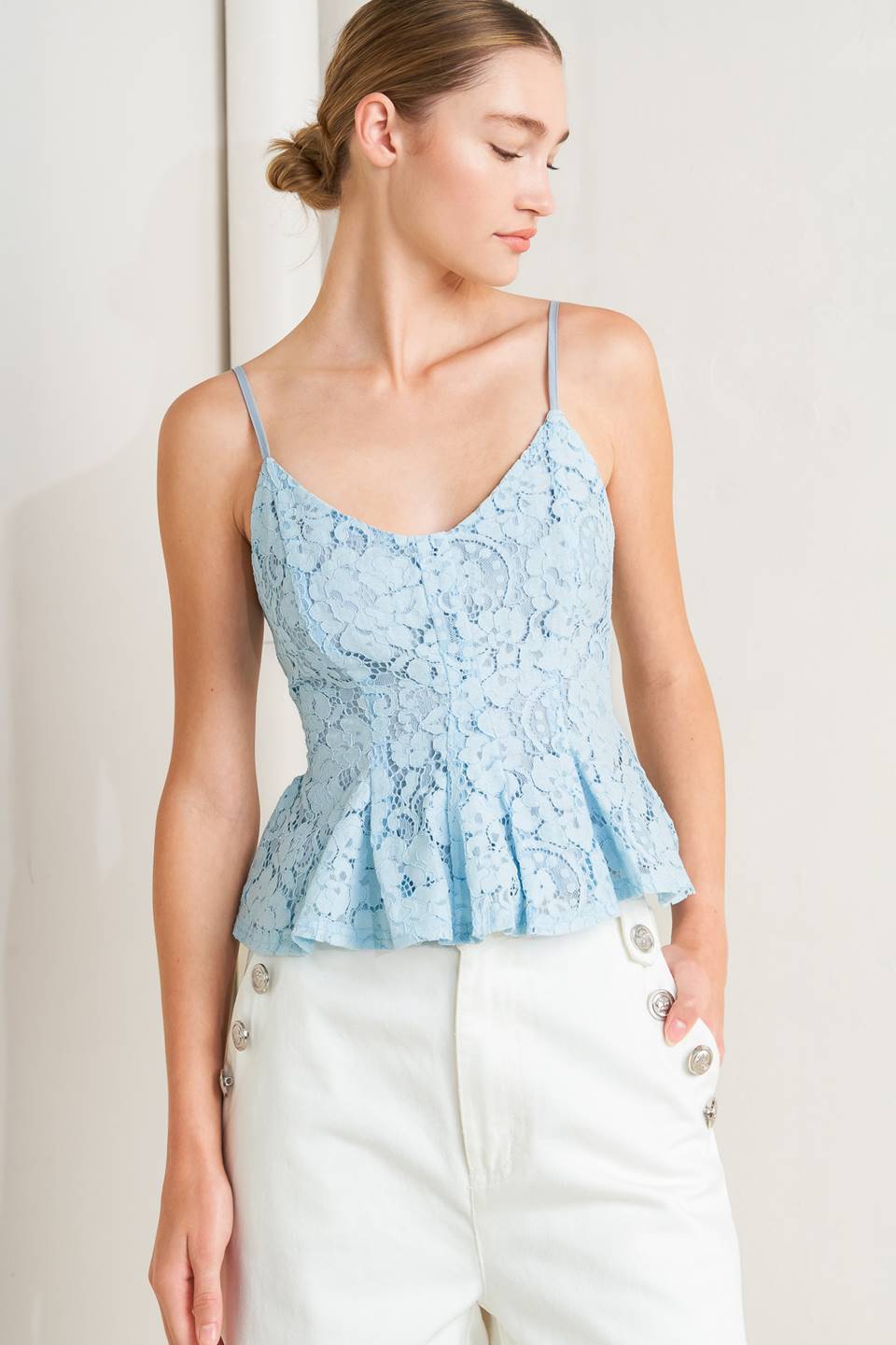 PURELY ROMANTIC WOVEN LACE CAMI TOP | Boutique In USA, TOPS, $ 60.00, A Moment Of Now™