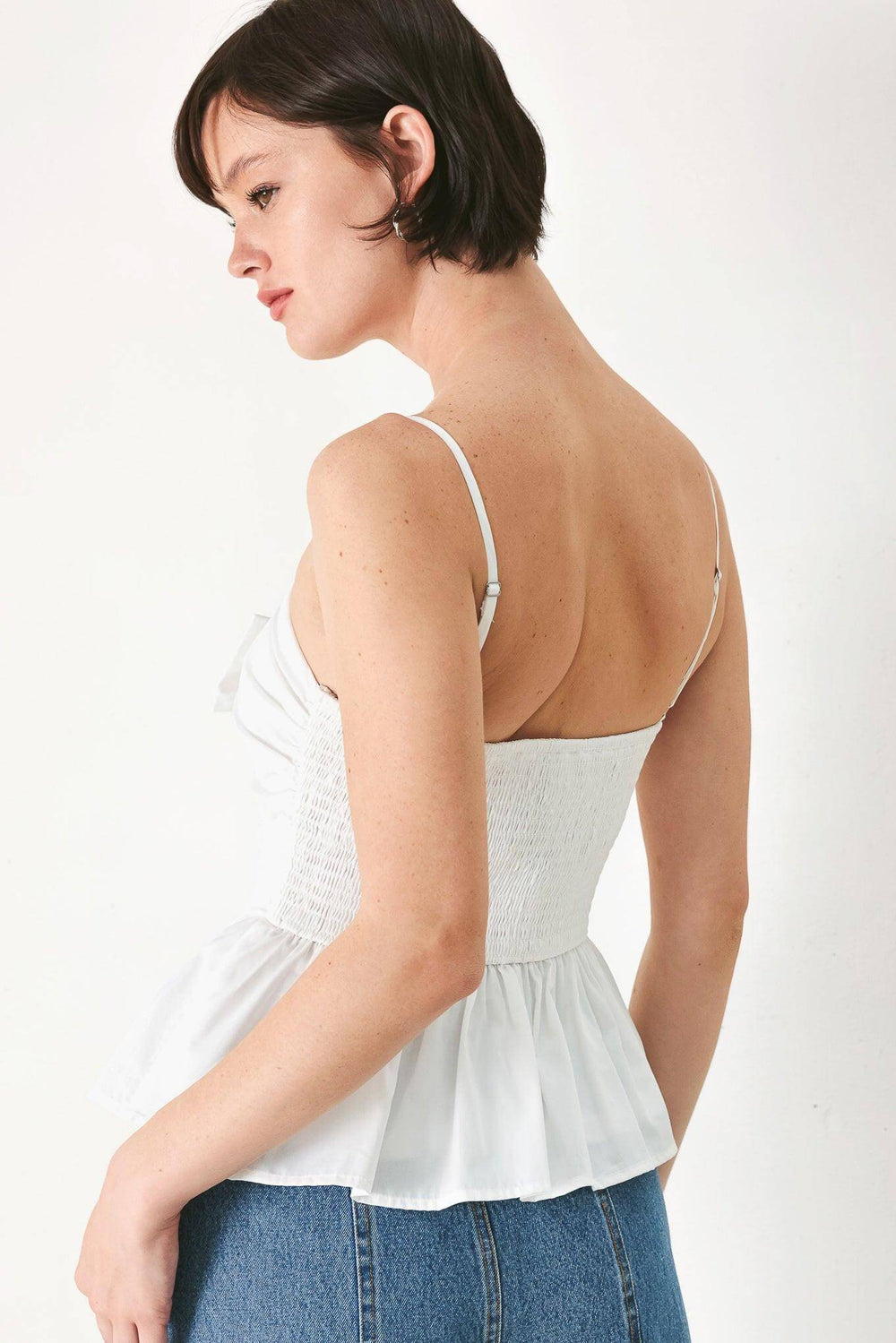 SUNSET BOW WHITE WOVEN TOP | Boutique In USA, TOPS, $ 54.00, A Moment Of Now™