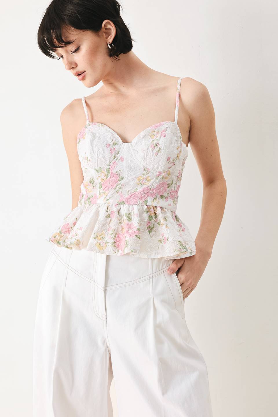 GARDEN STAY WOVEN BUSTIER TOP | Boutique In USA, TOPS, $ 60.00, A Moment Of Now™