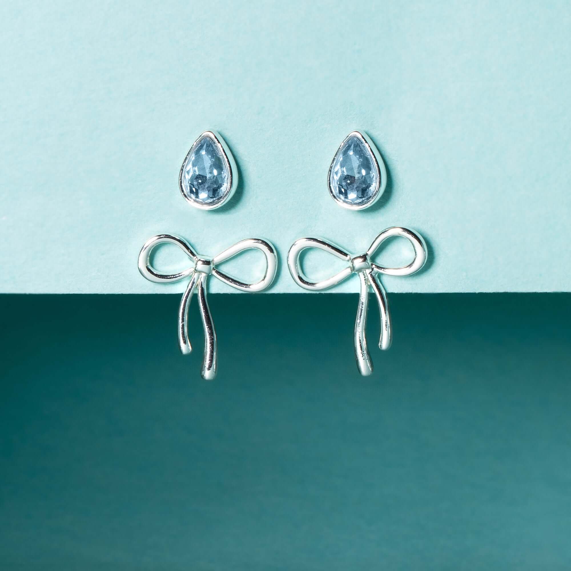 Bow & Teardrop Stud Earring Set, Earrings, $ 44.00, A Moment Of Now™