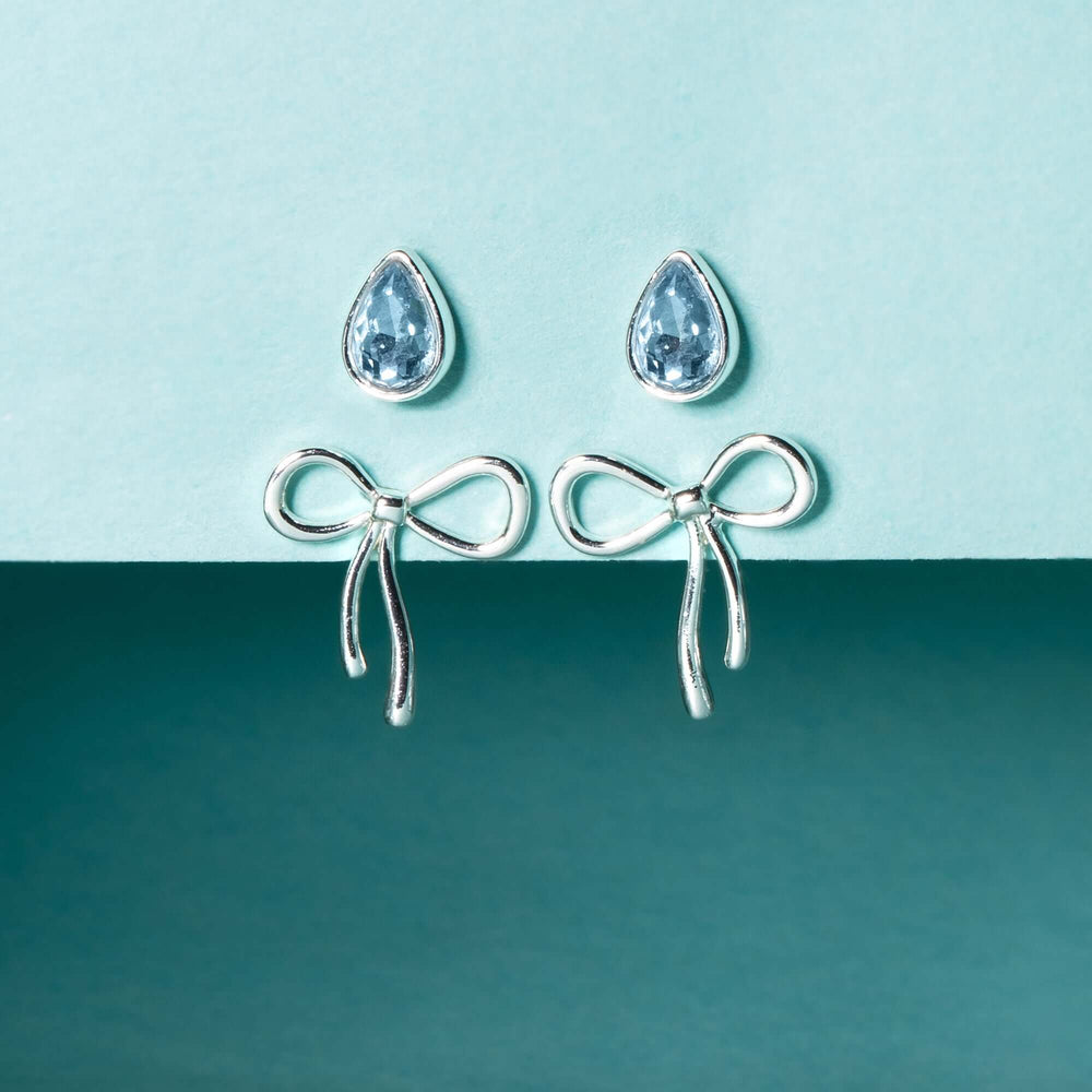 Bow & Teardrop Stud Earring Set, Earrings, $ 44.00, A Moment Of Now™