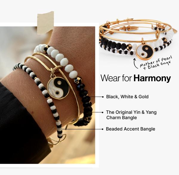 Mother of Pearl Yin Yang Bangles Set of 3, Bracelets, $ 33.90, A Moment Of Now™
