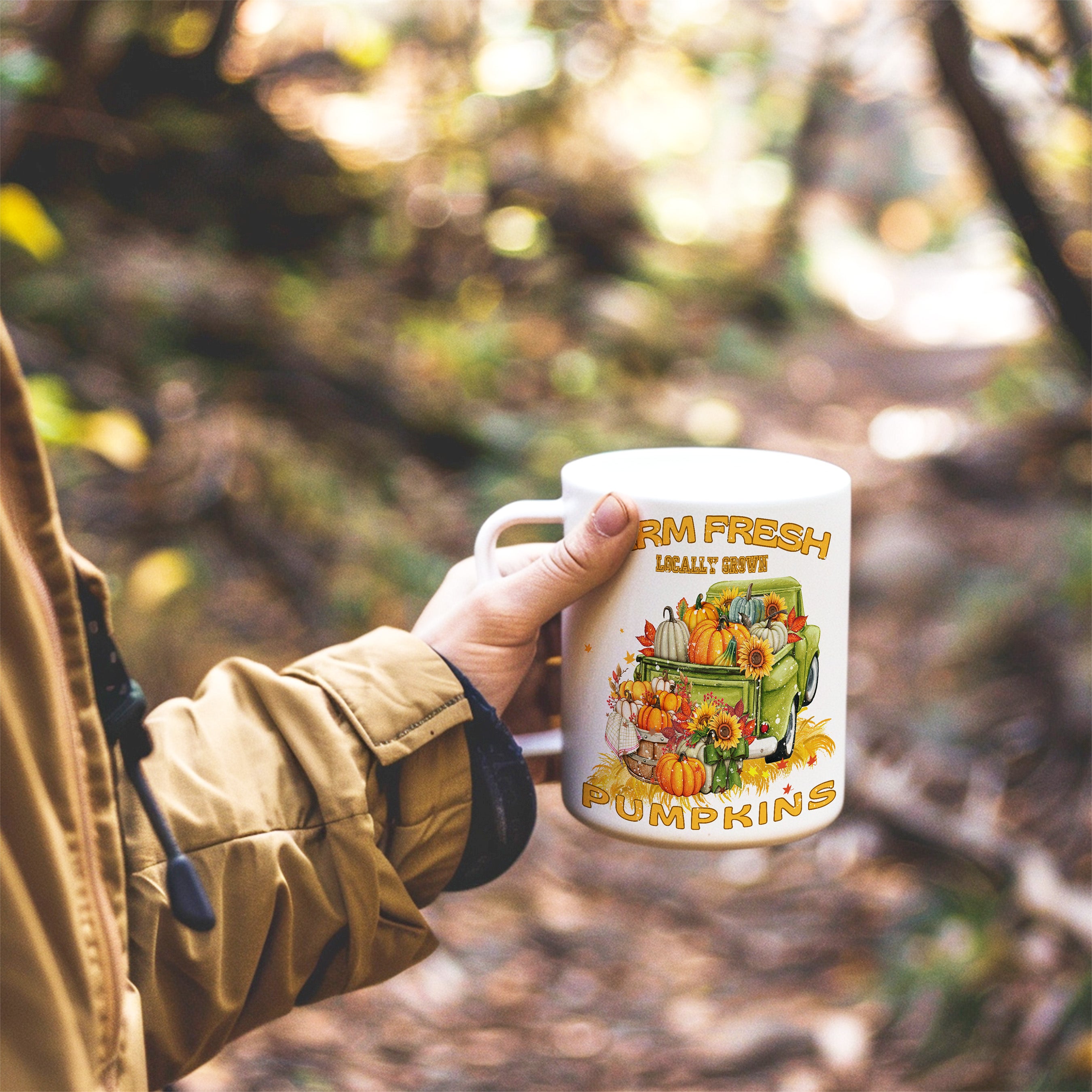 Fresh Farm Local Pumpkin Market White Coffee Mug