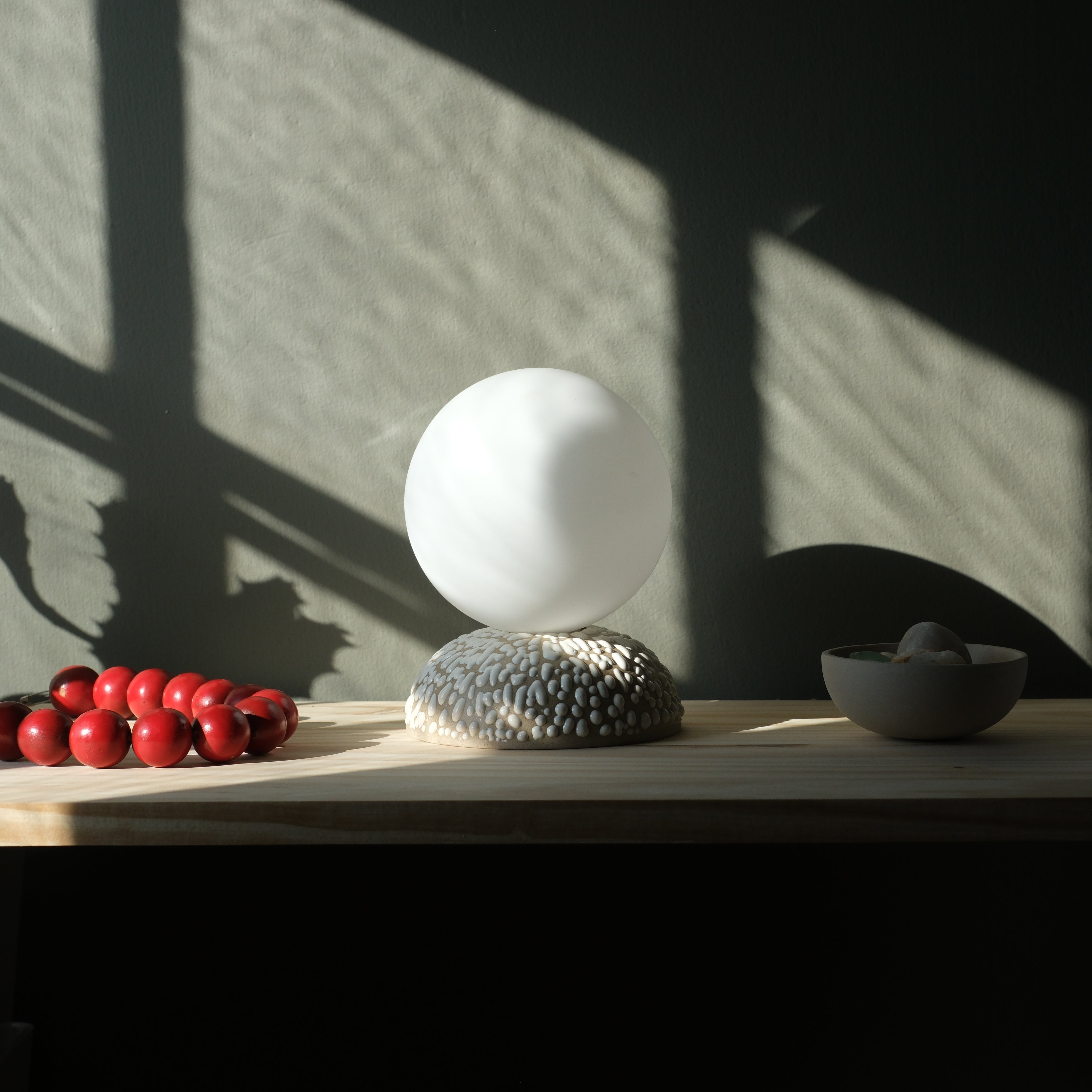 Monroe Ceramic Table Lamp with Glass Shade - Handmade in USA