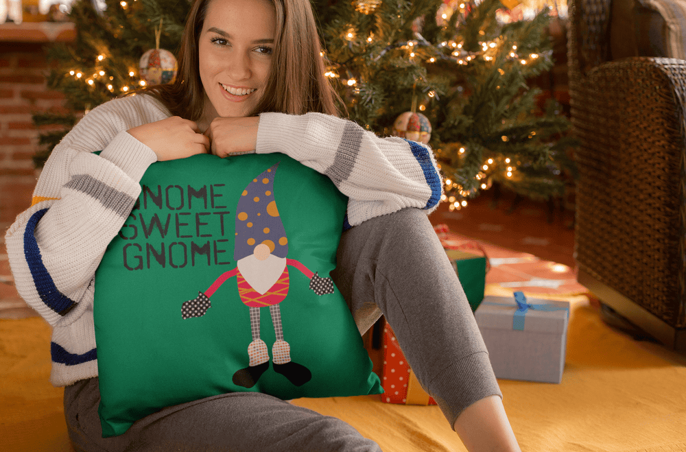 Gnome Sweet Gnome Christmas Holiday Decorative Throw Pillow Cushion, Throw Pillows, $ 45.00, A Moment Of Now™