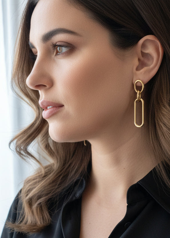 Nivelle Gold Plated Chain Dangle Earrings for Elegant Style, Earrings, $ 10.99, A Moment Of Now™