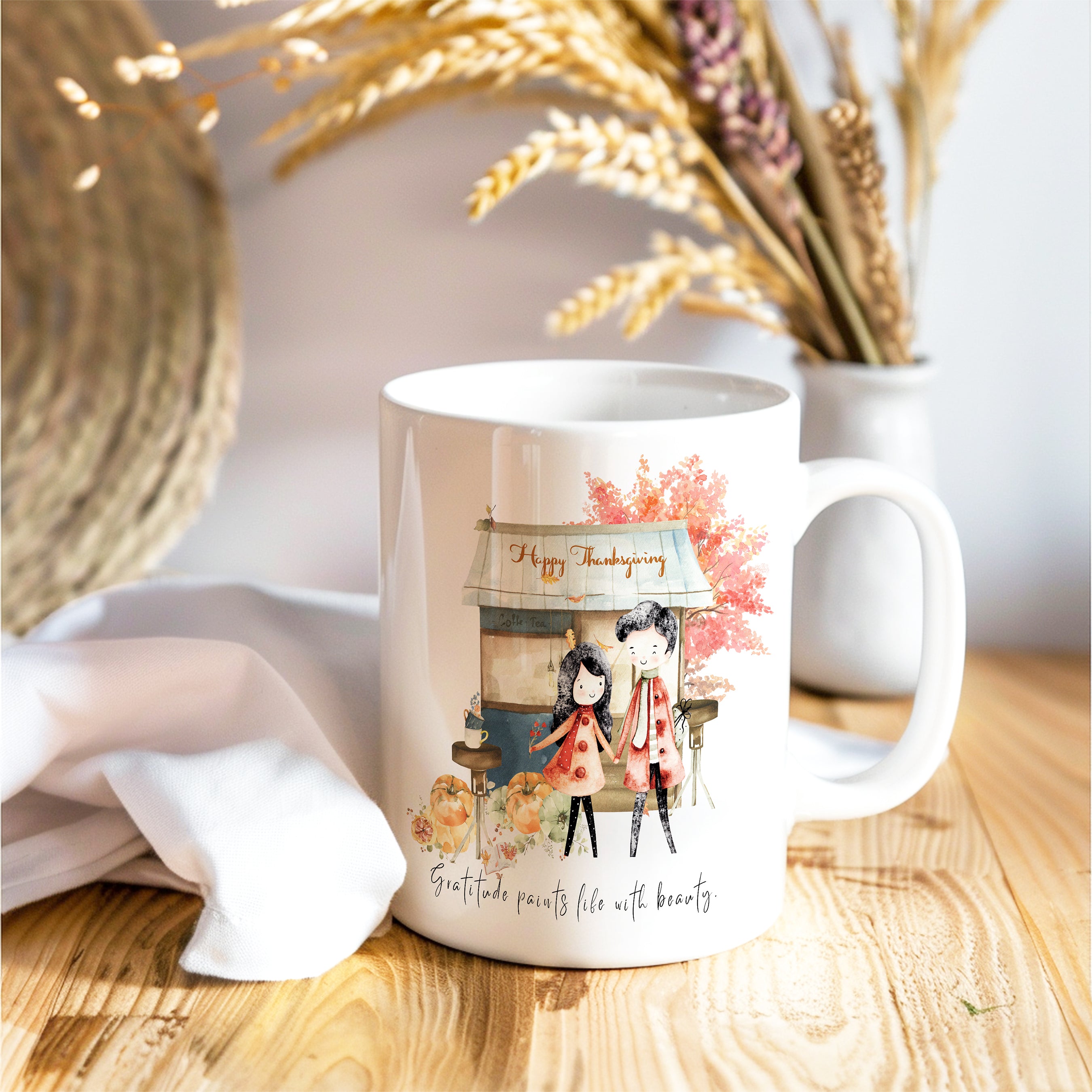 Thanksgiving Gratitude White Coffee Mug Cup