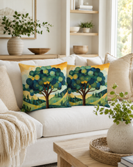 Serene Forest Tree Throw Pillow Accent Cushion