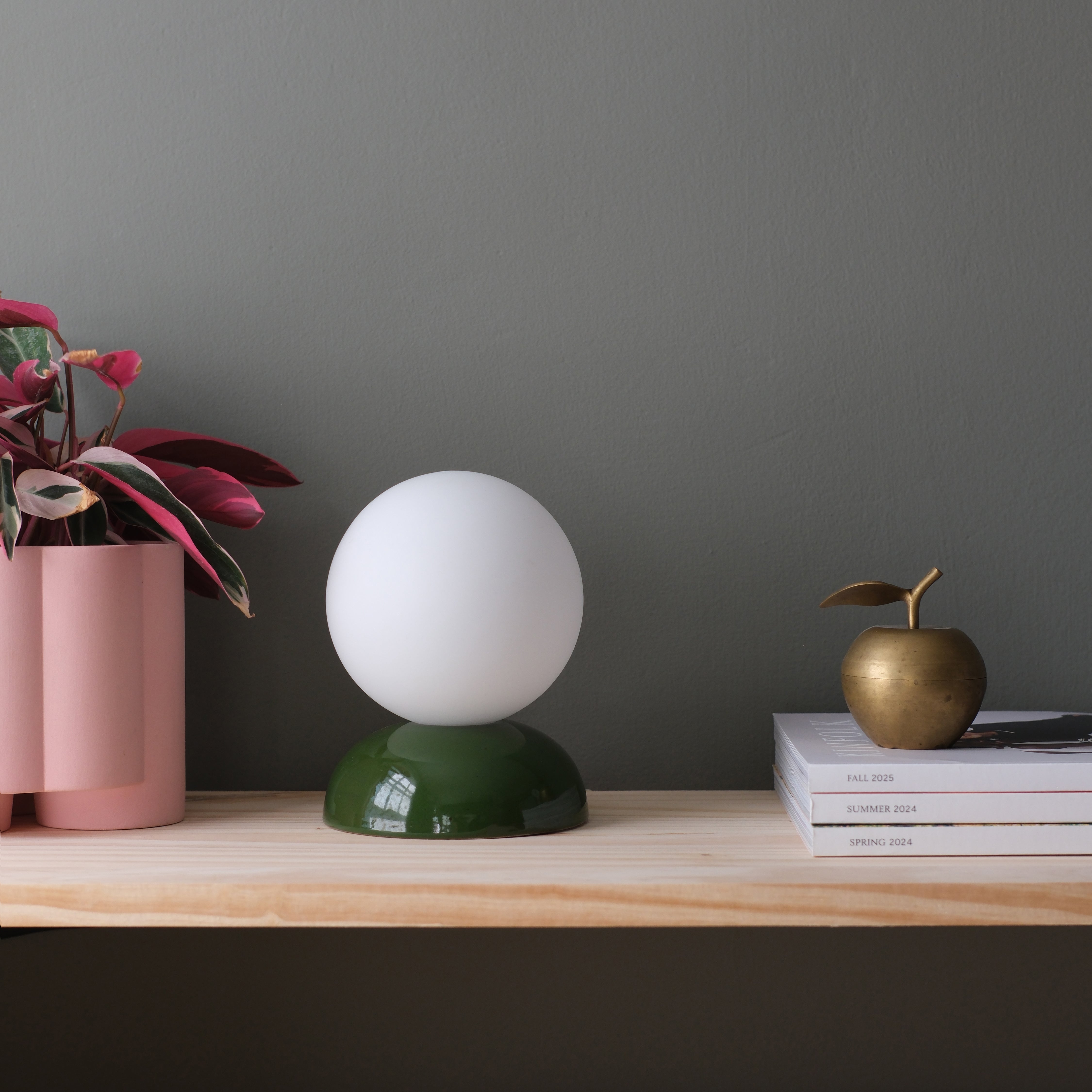 Monroe Ceramic Table Lamp with Glass Shade - Handmade in USA