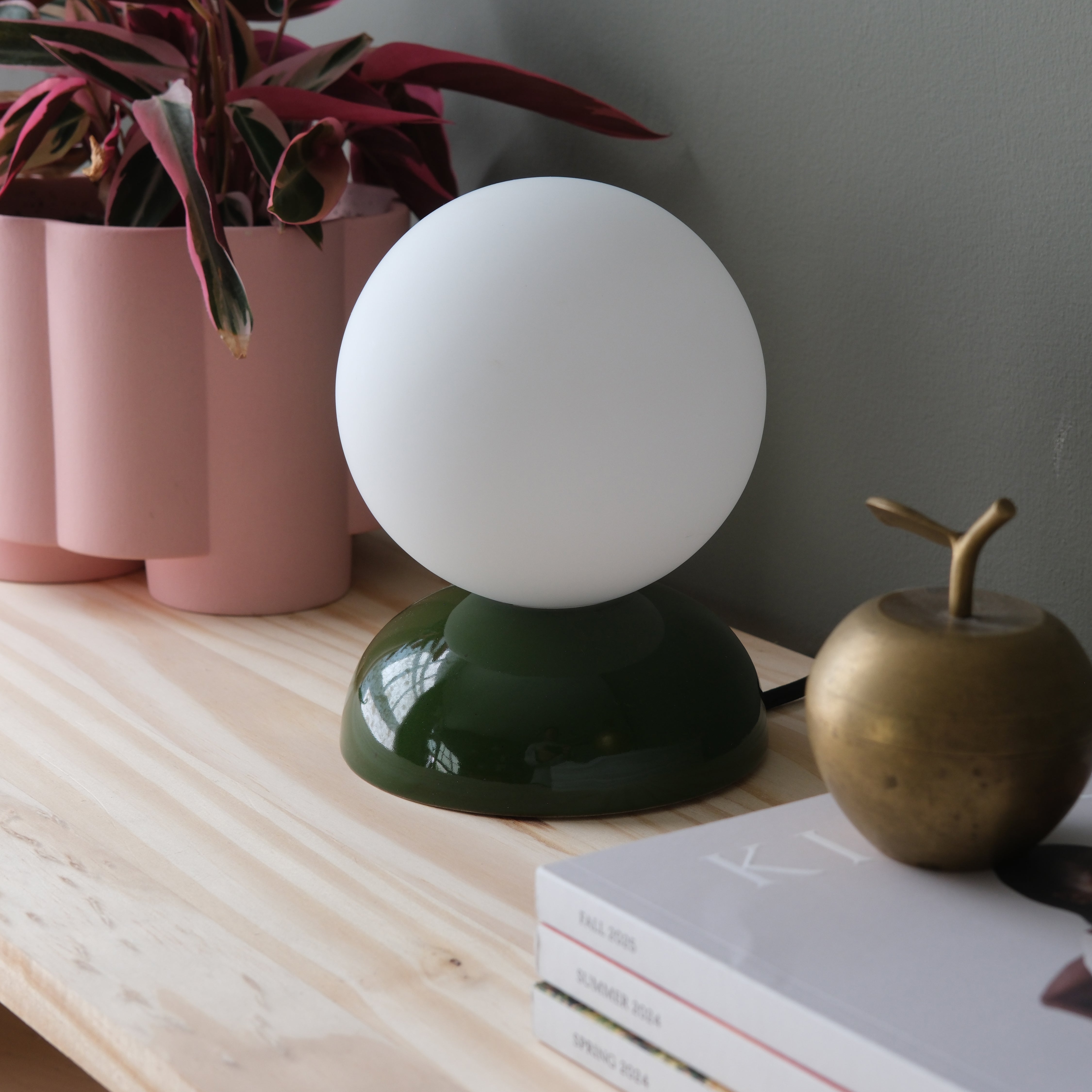 Monroe Ceramic Table Lamp with Glass Shade - Handmade in USA