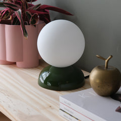 Monroe Ceramic Table Lamp with Glass Shade - Handmade in USA