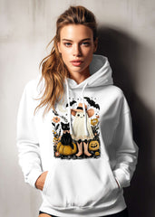 Halloween Western Ghost & Black Cats Hoodie - Cozy & Spooky, Hoodies, $ 47.00, A Moment Of Now™