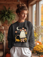 Halloween Western Ghost & Black Cats Sweatshirt