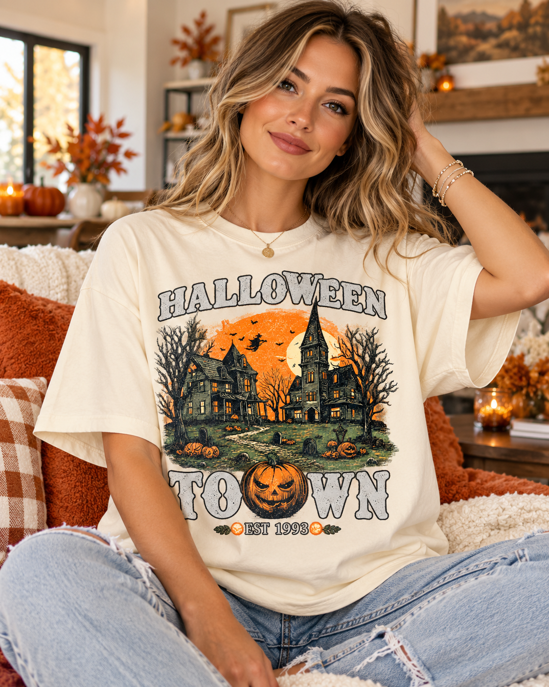 Halloween Town Vintage Tee — Haunted Pumpkin Village Graphic T-Shirt