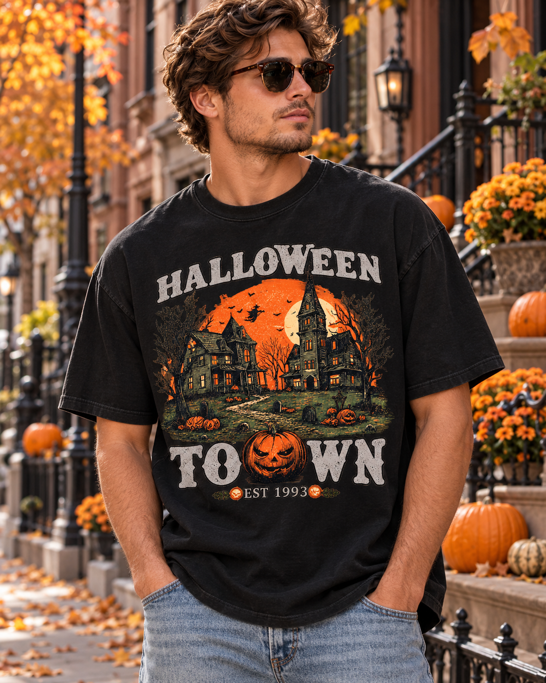 Halloween Town Vintage Tee — Haunted Pumpkin Village Graphic T-Shirt