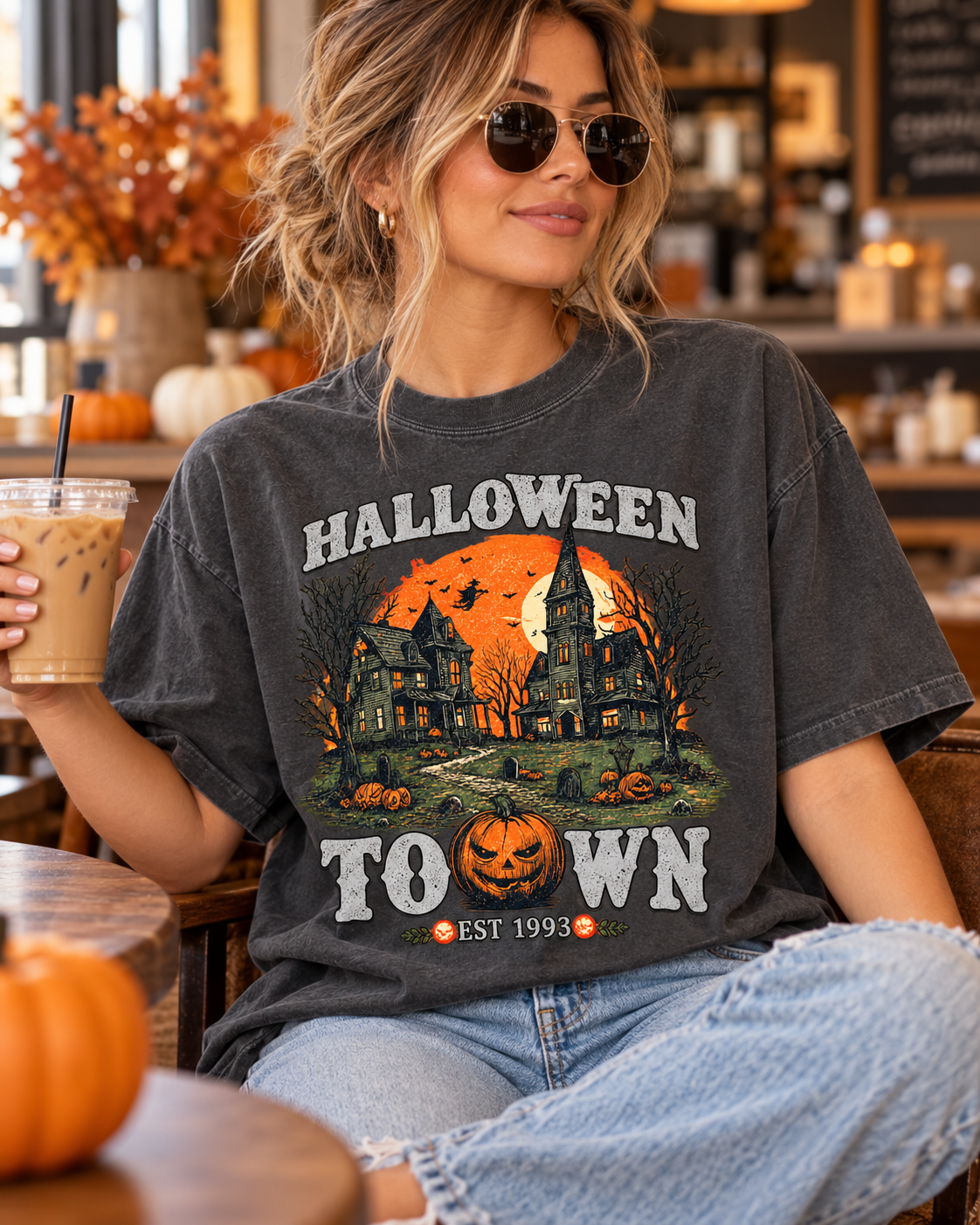Halloween Town Vintage Tee — Haunted Pumpkin Village Graphic T-Shirt