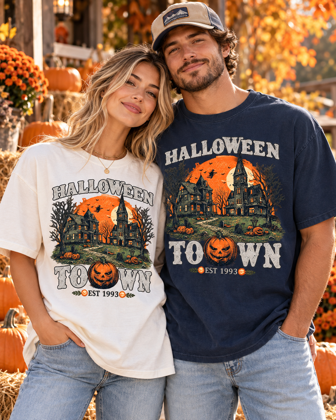 Halloween Town Vintage Tee — Haunted Pumpkin Village Graphic T-Shirt