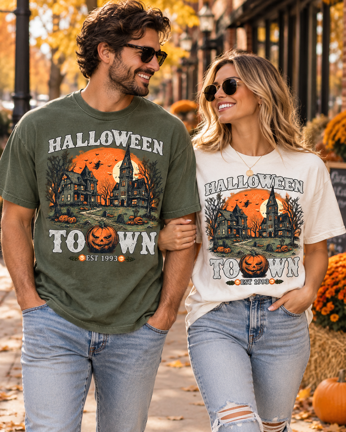 Halloween Town Vintage Tee — Haunted Pumpkin Village Graphic T-Shirt