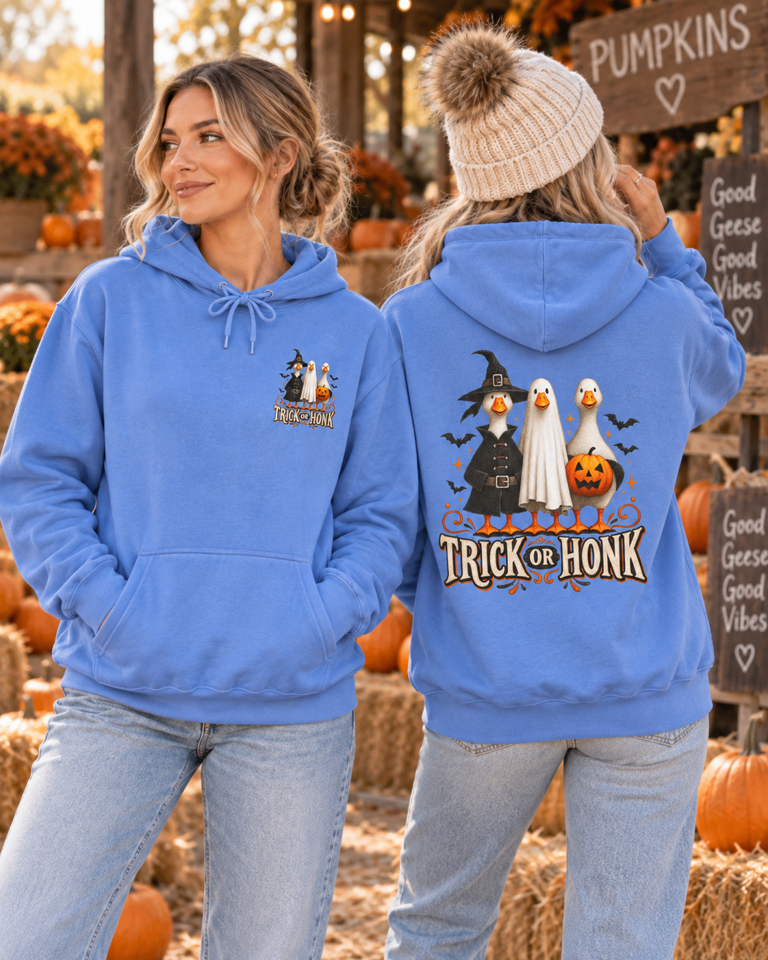 Halloween Witch & Cat Hoodie — 'Trick or Treat' Cozy Graphic Pullover