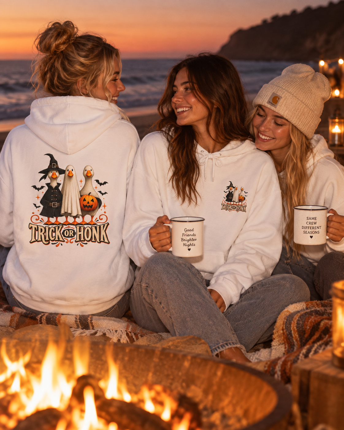 Halloween Witch & Cat Hoodie — 'Trick or Treat' Cozy Graphic Pullover
