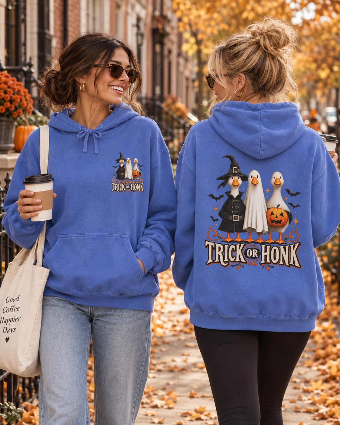 Halloween Witch & Cat Hoodie — 'Trick or Treat' Cozy Graphic Pullover