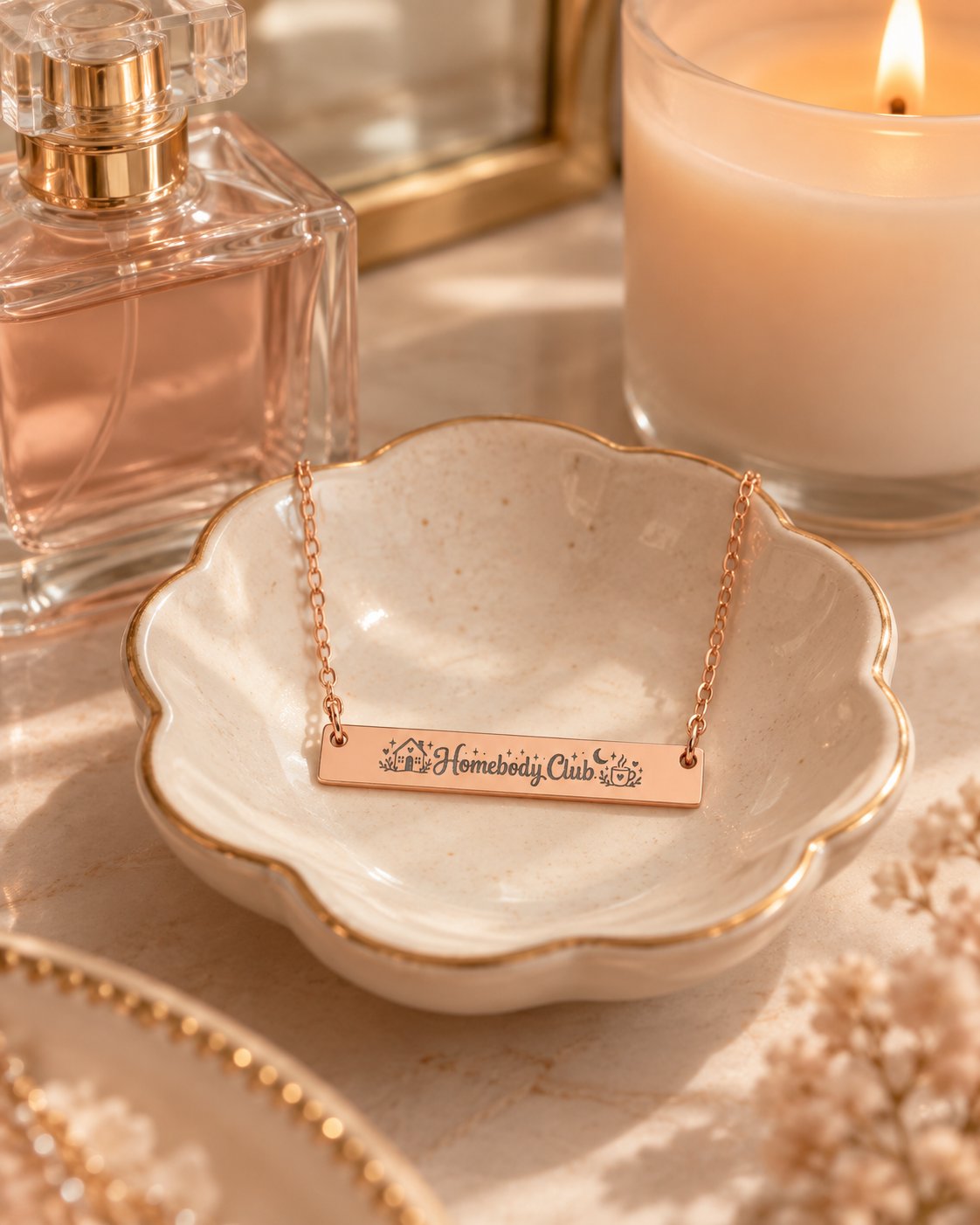 Homebody Club Engraved Bar Necklace