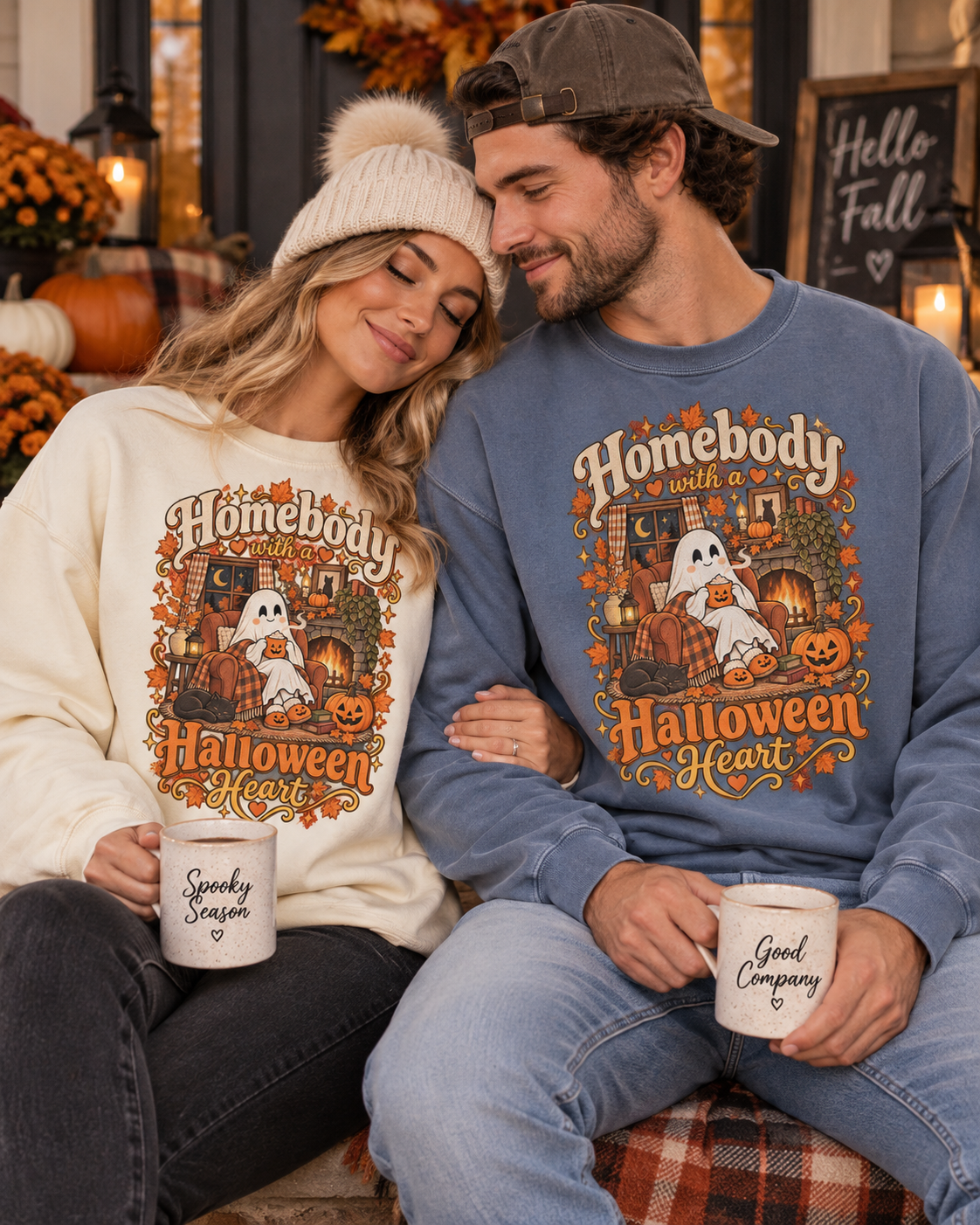 Homebody Halloween Sweatshirt — Cozy Ghost Pumpkin Fall Crewneck